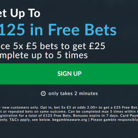 Join BetVictor and get up to £125 in Free Bets