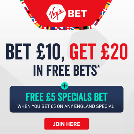 Free £5 Specials Bet with Virgin Bet when you Bet £5 on any England Special